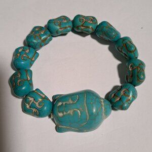 Turquoise buddha face elastic bracelet